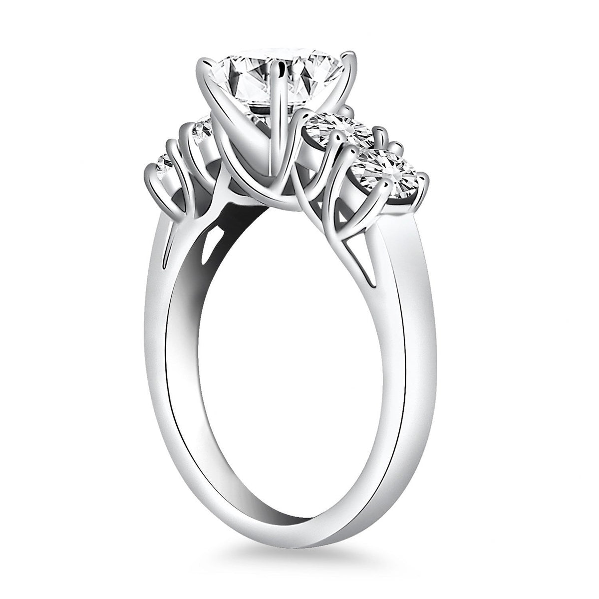 Anillo de compromiso de oro blanco de 14k con cinco diamantes en forma de enrejado