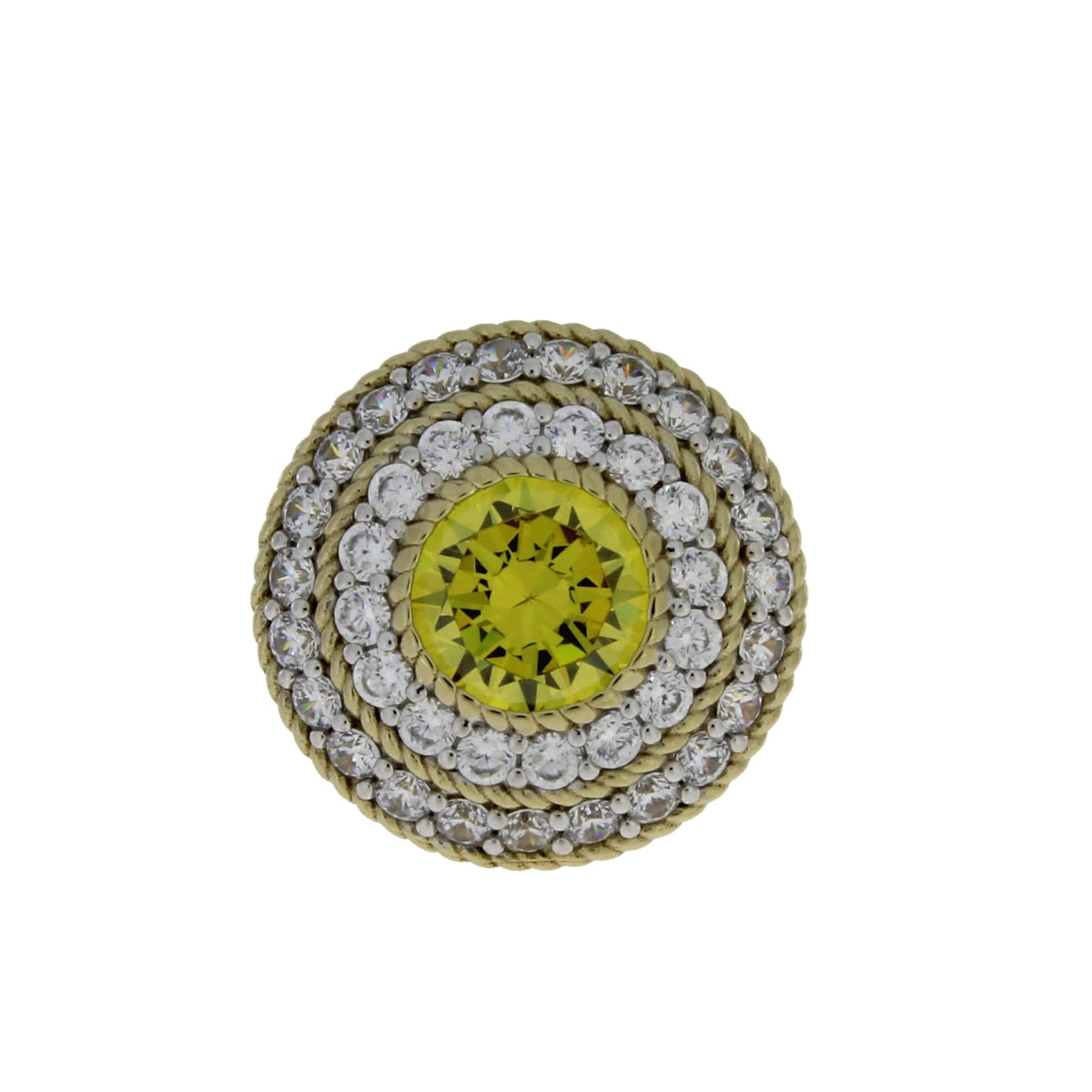 Anillo de circonita cúbica natural de plata de ley