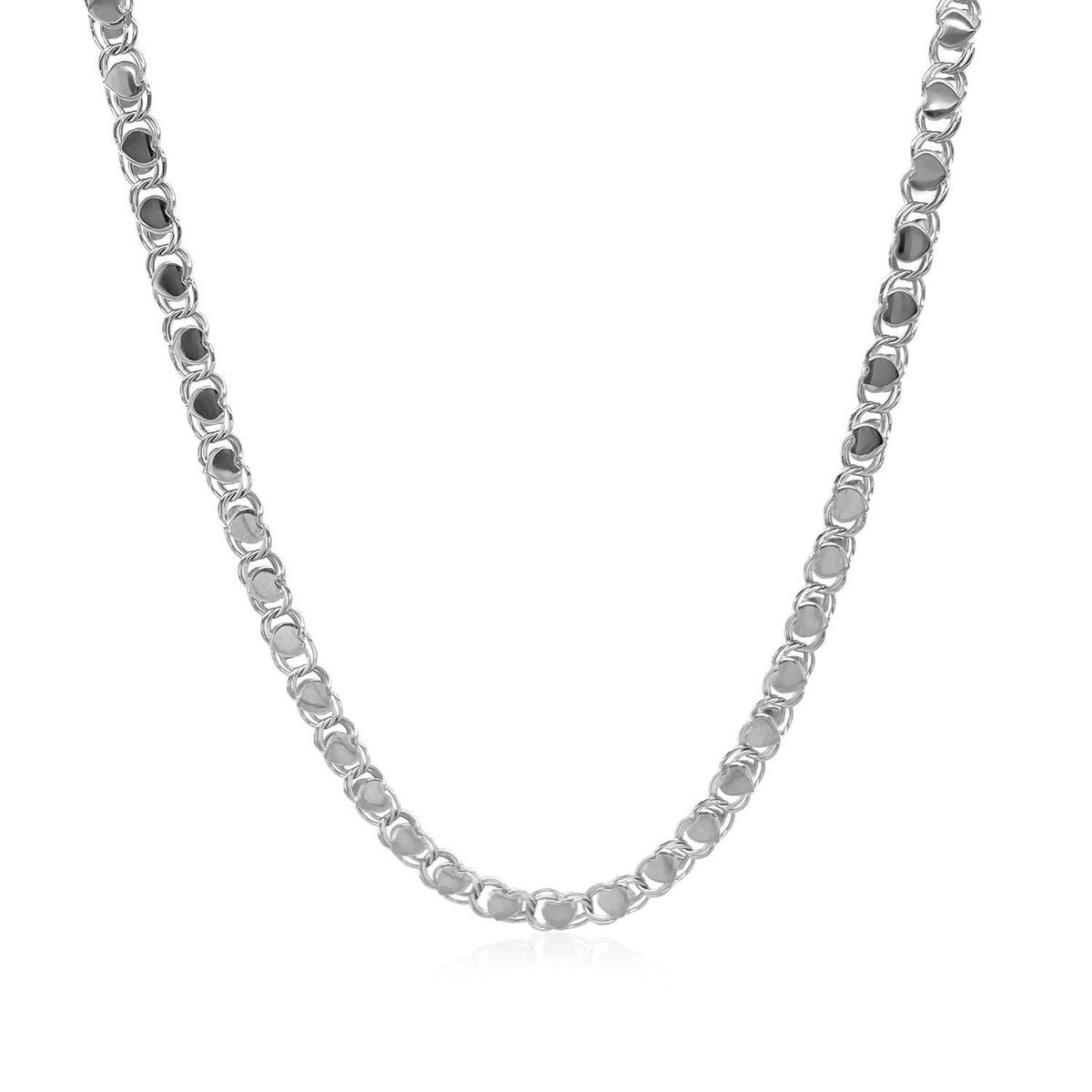 Cadena de corazón de oro blanco de 14k de 2.9mm