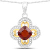 Colgante de oro amarillo de 18 quilates con granate hessonita genuino de 1,63 quilates y diamantes blancos con plata de ley .925