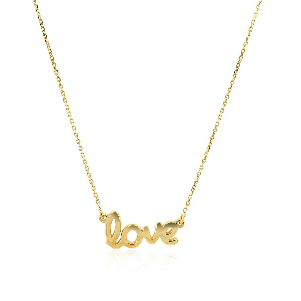 Колье из желтого золота 14 карат со словом LOVE
