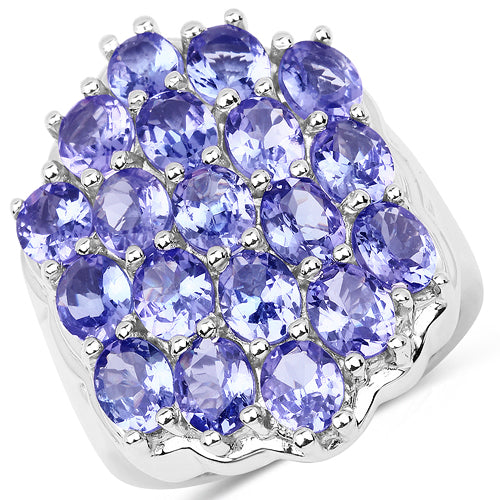 Anillo de plata esterlina .925 con tanzanita genuina de 6.27 quilates