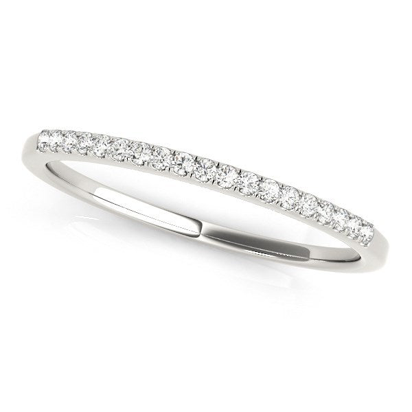 Anillo de boda delgado de oro blanco de 14 quilates con diamantes redondos (1/4 quilate en total)