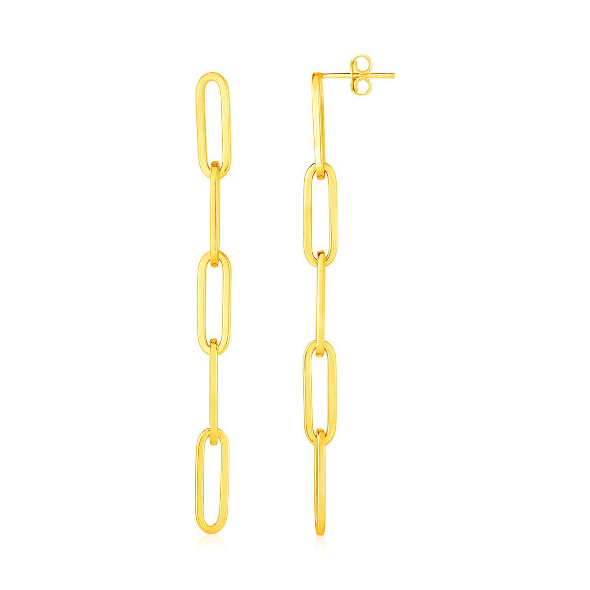Pendientes de cadena de eslabones de oro amarillo de 14 quilates