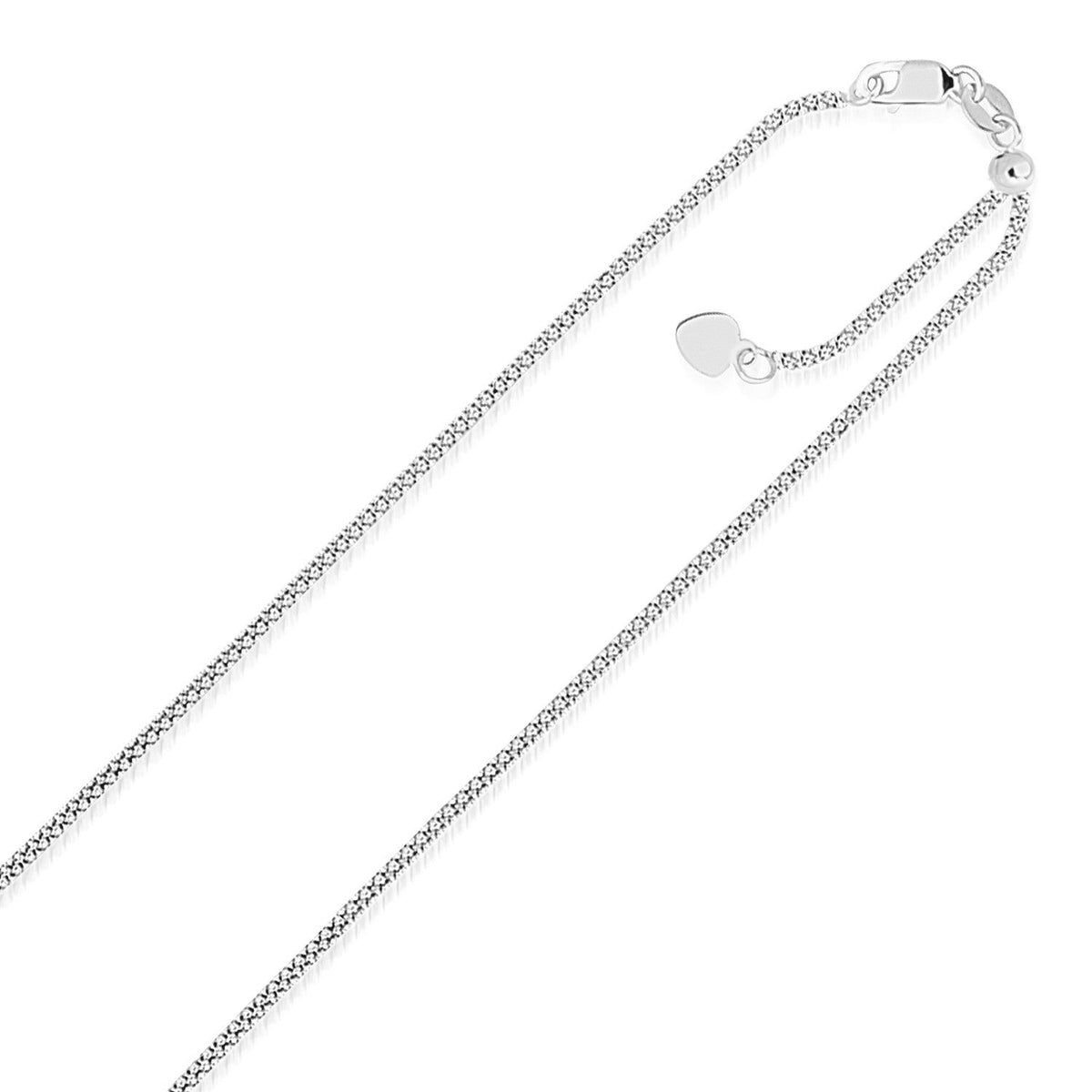 Cadena Ajustable de Palomitas de Maíz de Oro Blanco de 14k de 1.3 mm