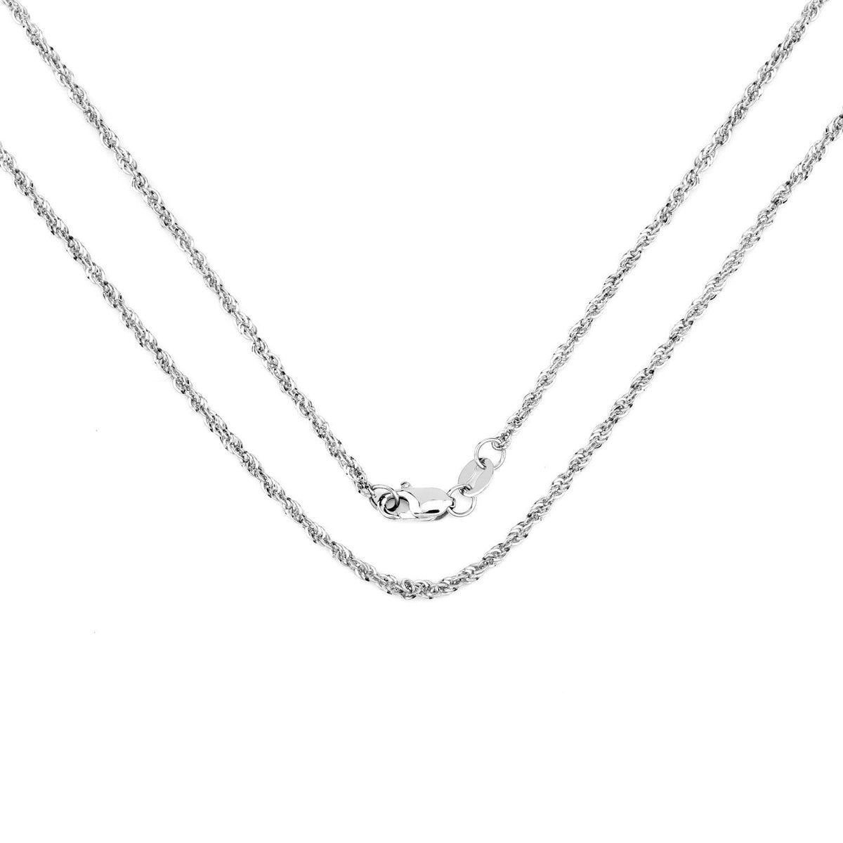 Cadena Fina de Oro Blanco de 14K de 18 Pulgadas y 1.5mm con Cierre de Langosta