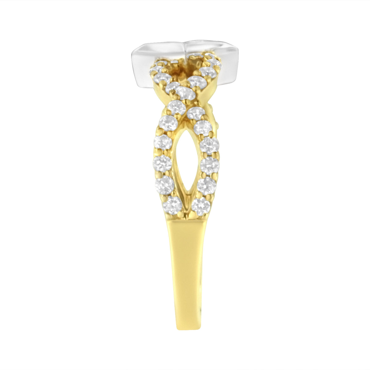 Anillo de oro de 10K bicolor con diamante de 5/8 Cttw en forma de cometa y vástago trenzado (color H-I, claridad SI2-I1)