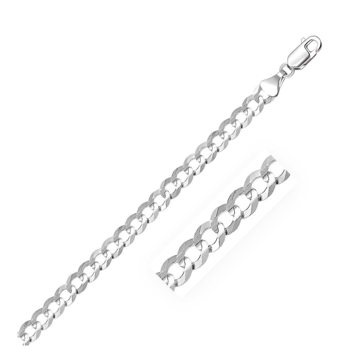 Pulsera de eslabones cubanos de 5,7 mm en oro blanco de 14 quilates