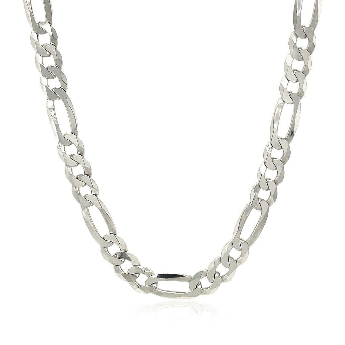 Cadena de plata esterlina estilo Figaro de 5.5 mm con baño de rodio