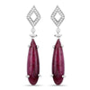 23.25 Carat Dyed Ruby and White Topaz .925 Sterling Silver Earrings