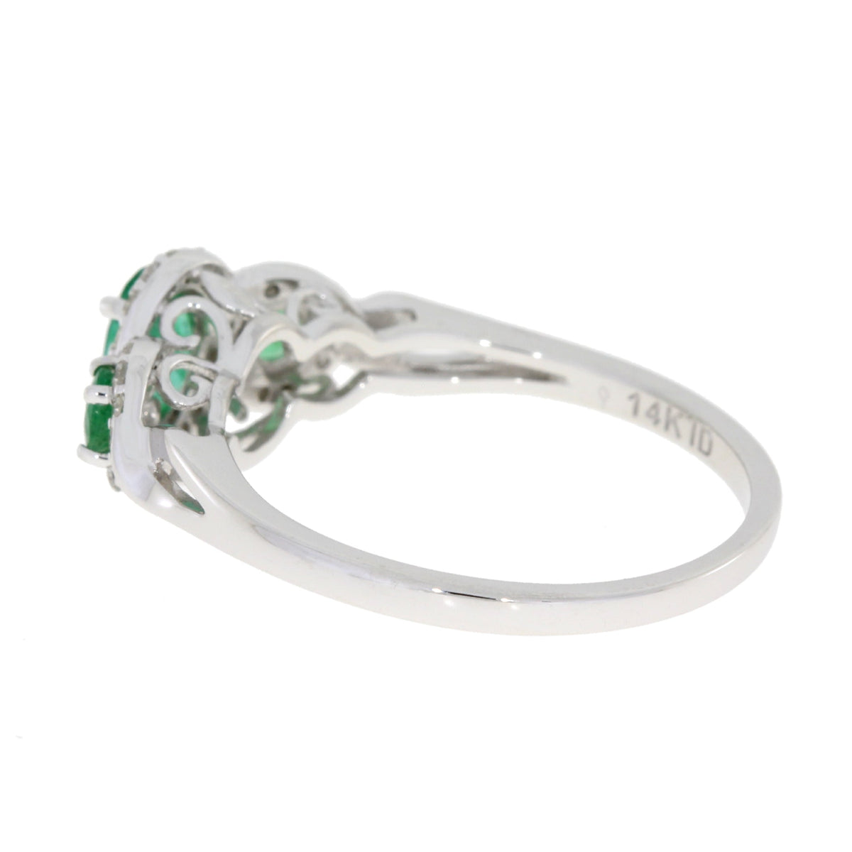 Anillo de oro blanco de 14 quilates con esmeralda y diamante natural de 0,84 ct
