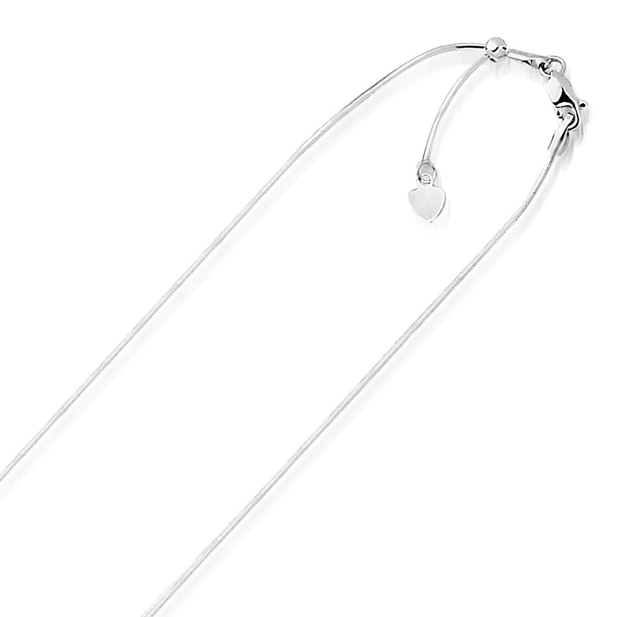 Cadena de serpiente ajustable de oro blanco de 14k y 0.85mm