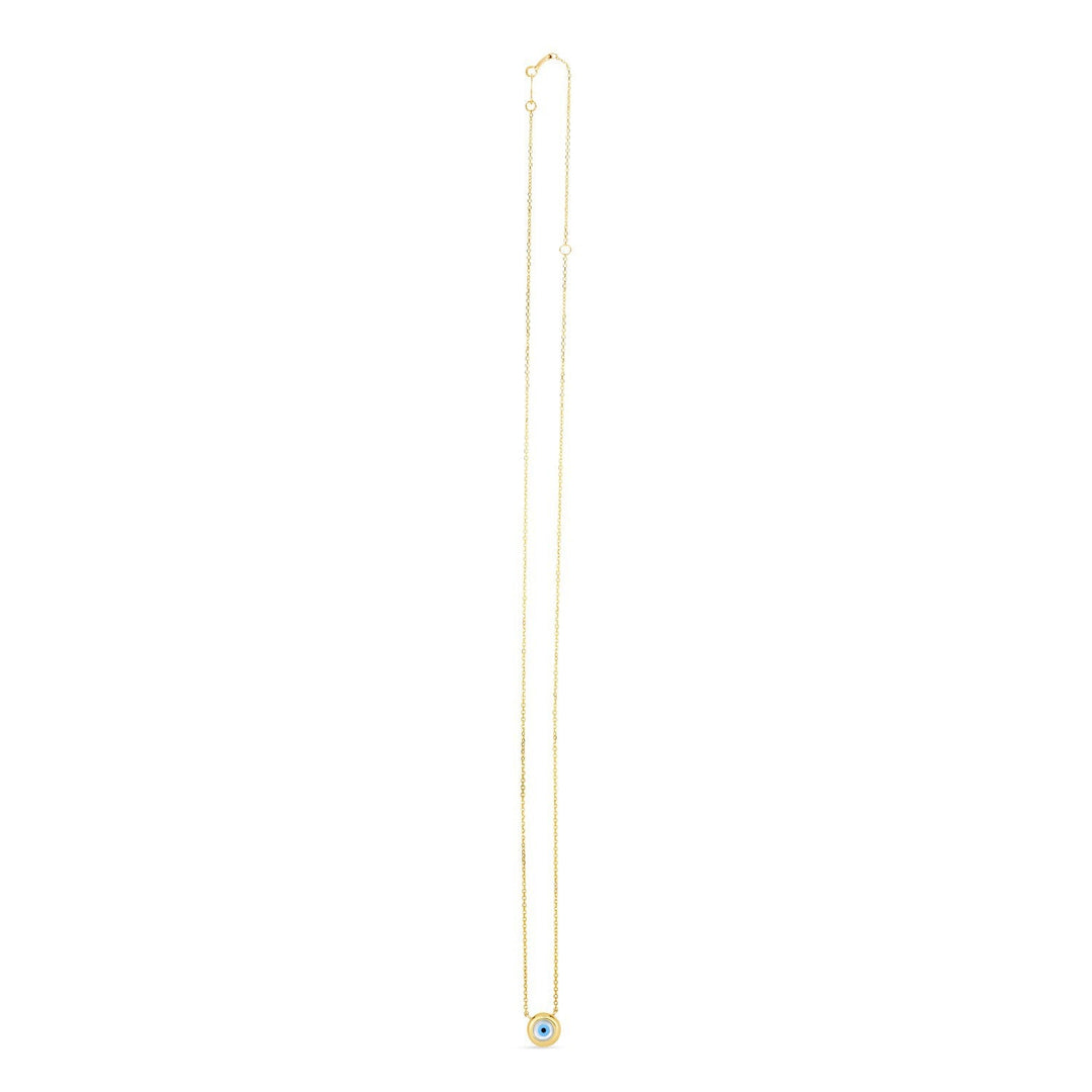 14k Yellow Gold MOP Evil Eye Necklace