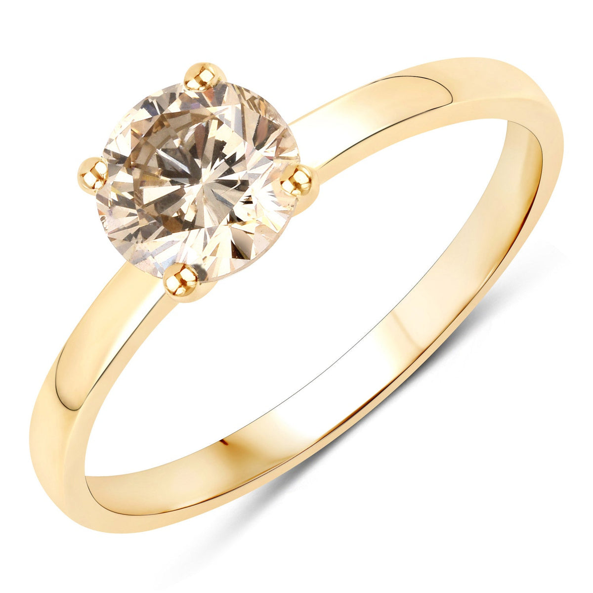 Anillo de oro amarillo de 14K con diamante TTLB genuino de 1.00 quilates