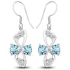 5.06 Carat Genuine Blue Topaz and White Topaz .925 Sterling Silver Earrings
