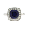 Created Sapphire Moissanite Ring Sterling Silver