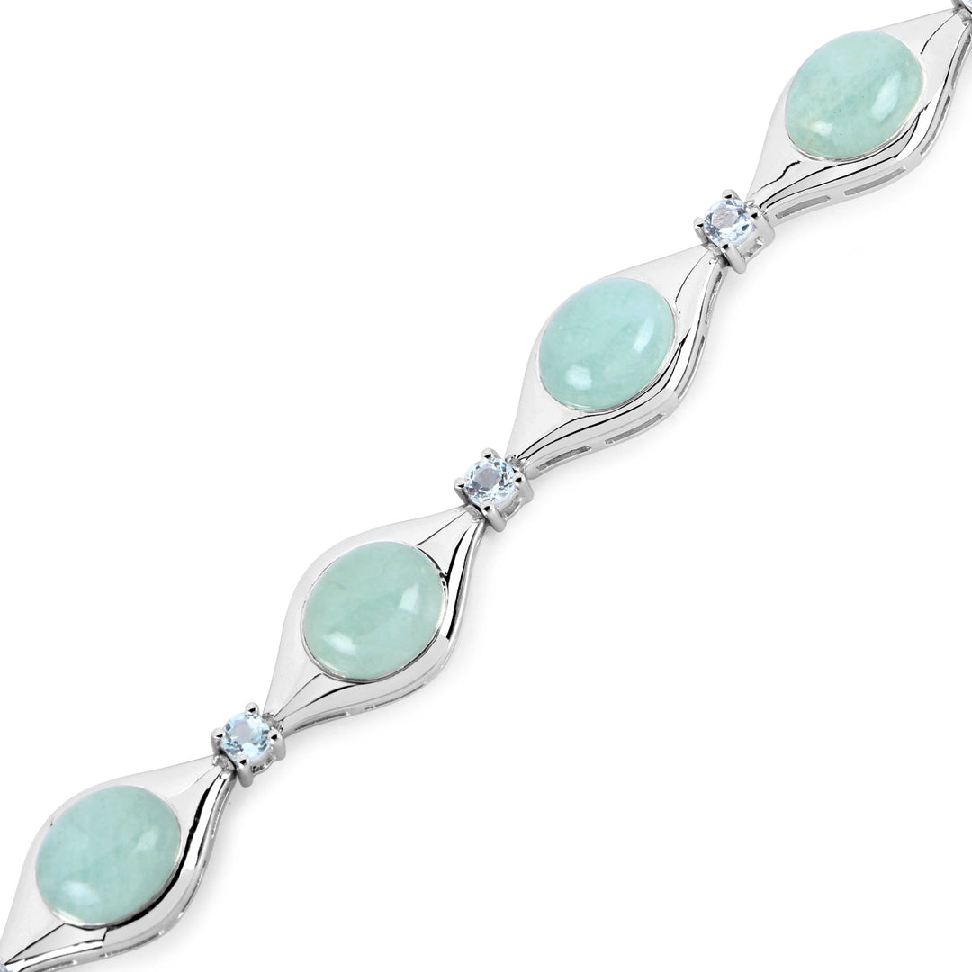 Pulsera de Plata de Primera Ley .925 con Aguamarina Genuina de 39.72 Quilates