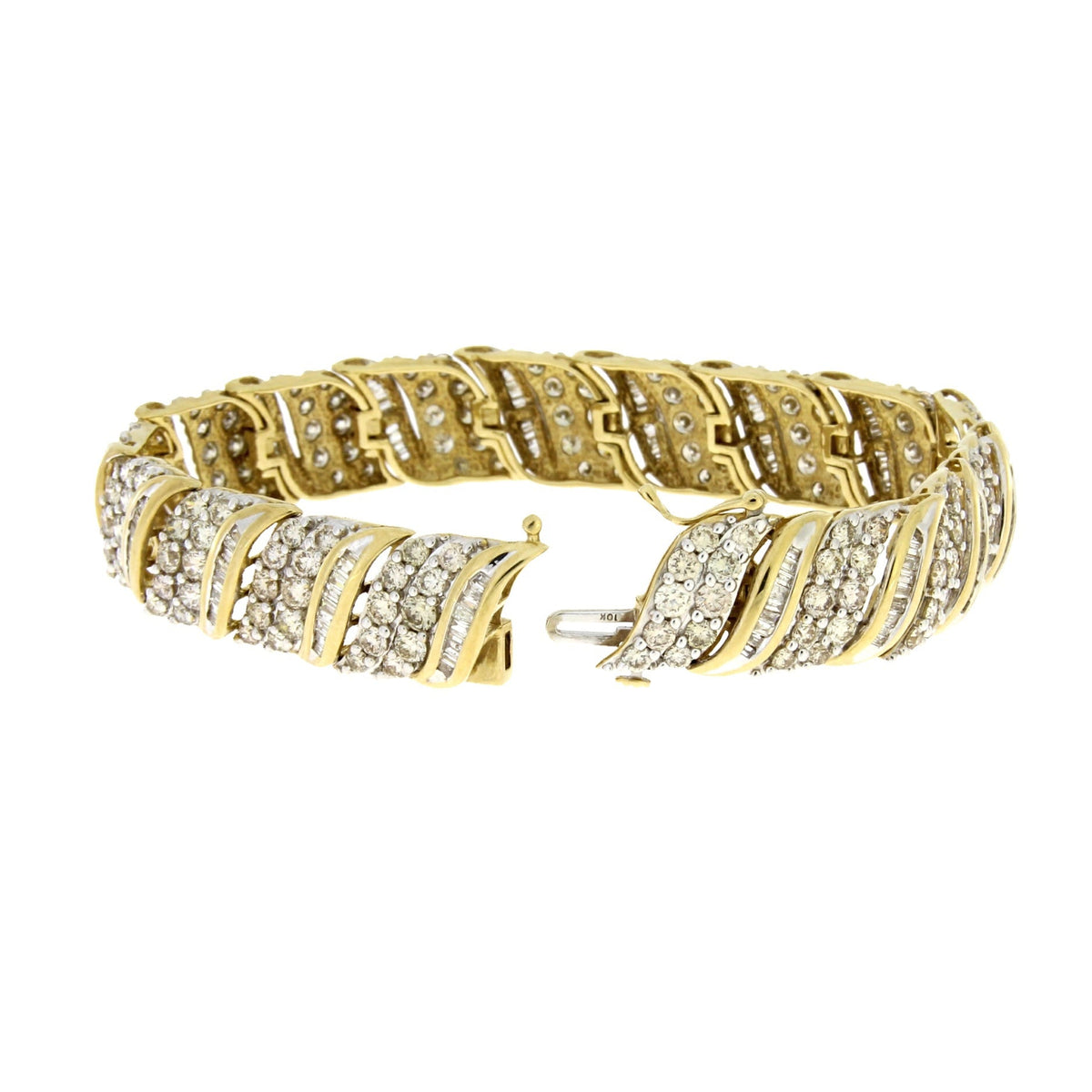 Pulsera de tenis de oro amarillo de 10 qt con diamantes de 10,00 ct