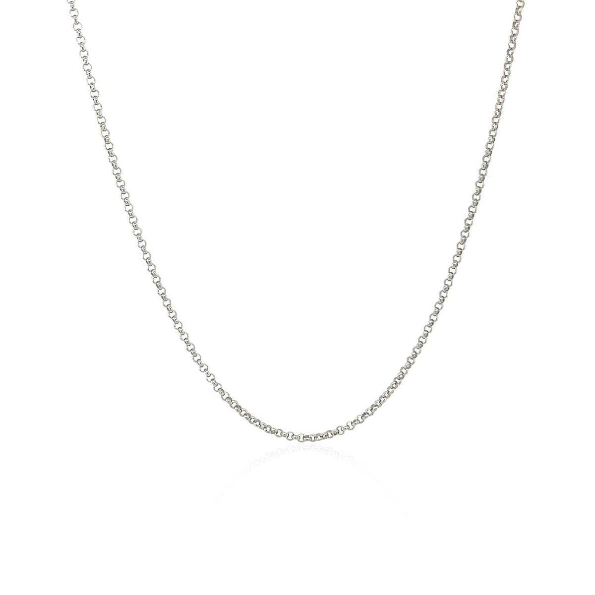 Cadena Rolo con corte de diamante de oro blanco de 14k y 1.1mm