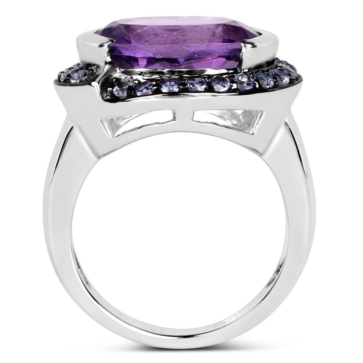 Anillo de Plata de Ley .925 con Amatista y Tanzanita Genuinas de 5.56 Quilates