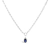 10K White Gold 6x4 mm Oval Blue Sapphire Solitaire Paperclip Pendant Necklace - 18