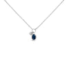 10K White Gold Oval Blue Sapphire and Diamond Double Charm Pendant Necklace - 18