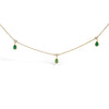 10K Yellow Gold Dangling 5x3 mm Green Emerald and Diamond Station Necklace - 18
