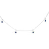 10K White Gold Dangling 5x3 mm Pear Blue Sapphire and Diamond Station Necklace - 18