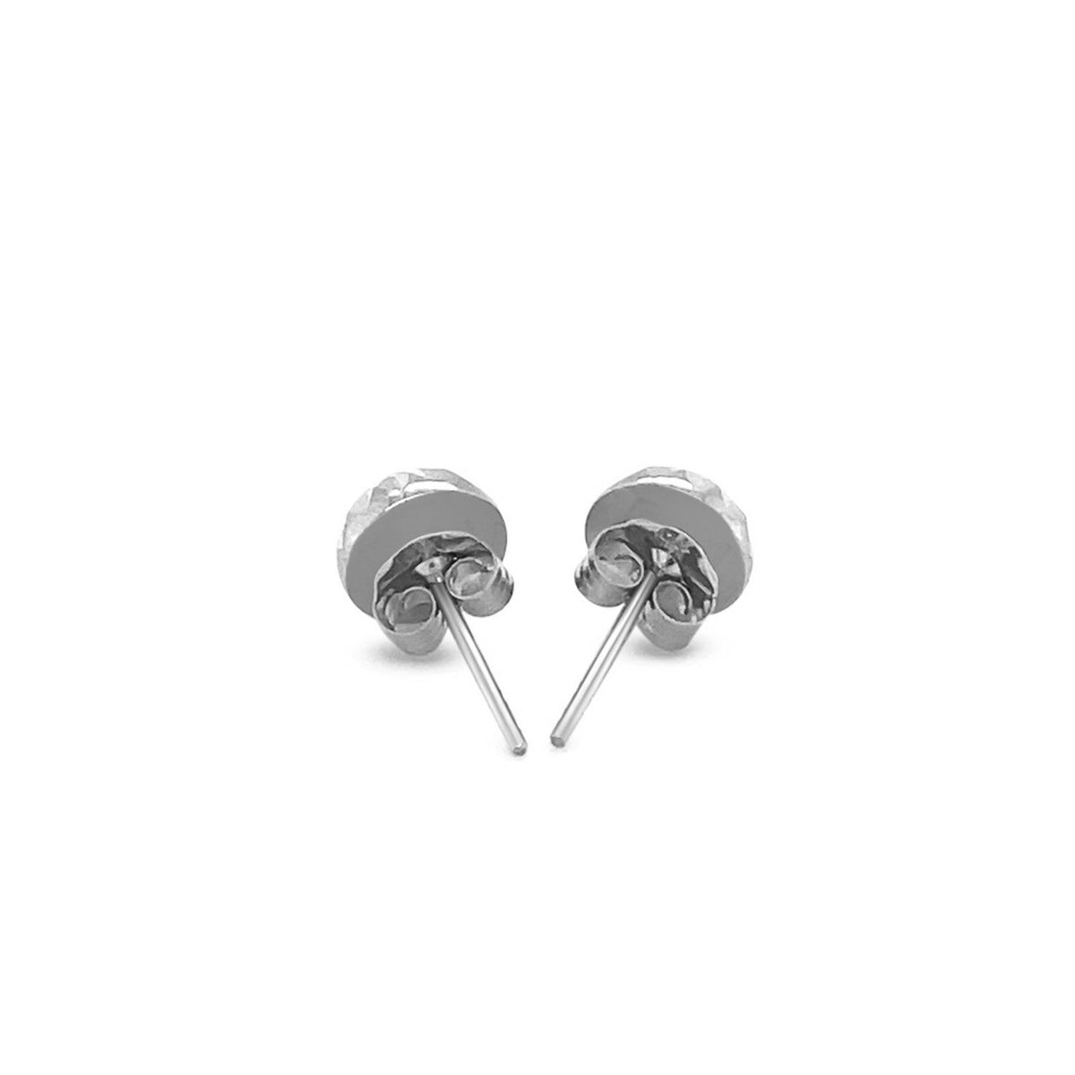 Pendientes de tuerca de oro blanco de 14 quilates, estilo plano con textura