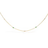 14K Yellow Gold Bezel Set Alternating Green Emerald and Diamond Station Necklace - 18