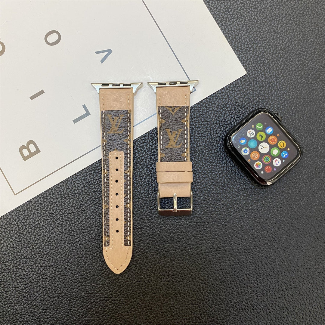 РЕМЕШОК ДЛЯ APPLE WATCH С МОНОГРАММОЙ ИЗ КОЖИ С ПРОШИВКОЙ
