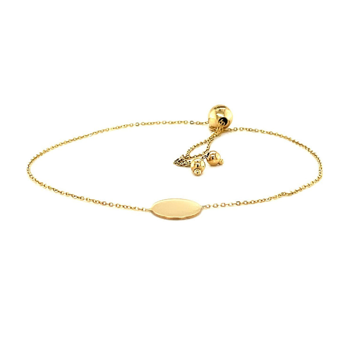 Pulsera ajustable con círculo brillante en oro amarillo de 14k