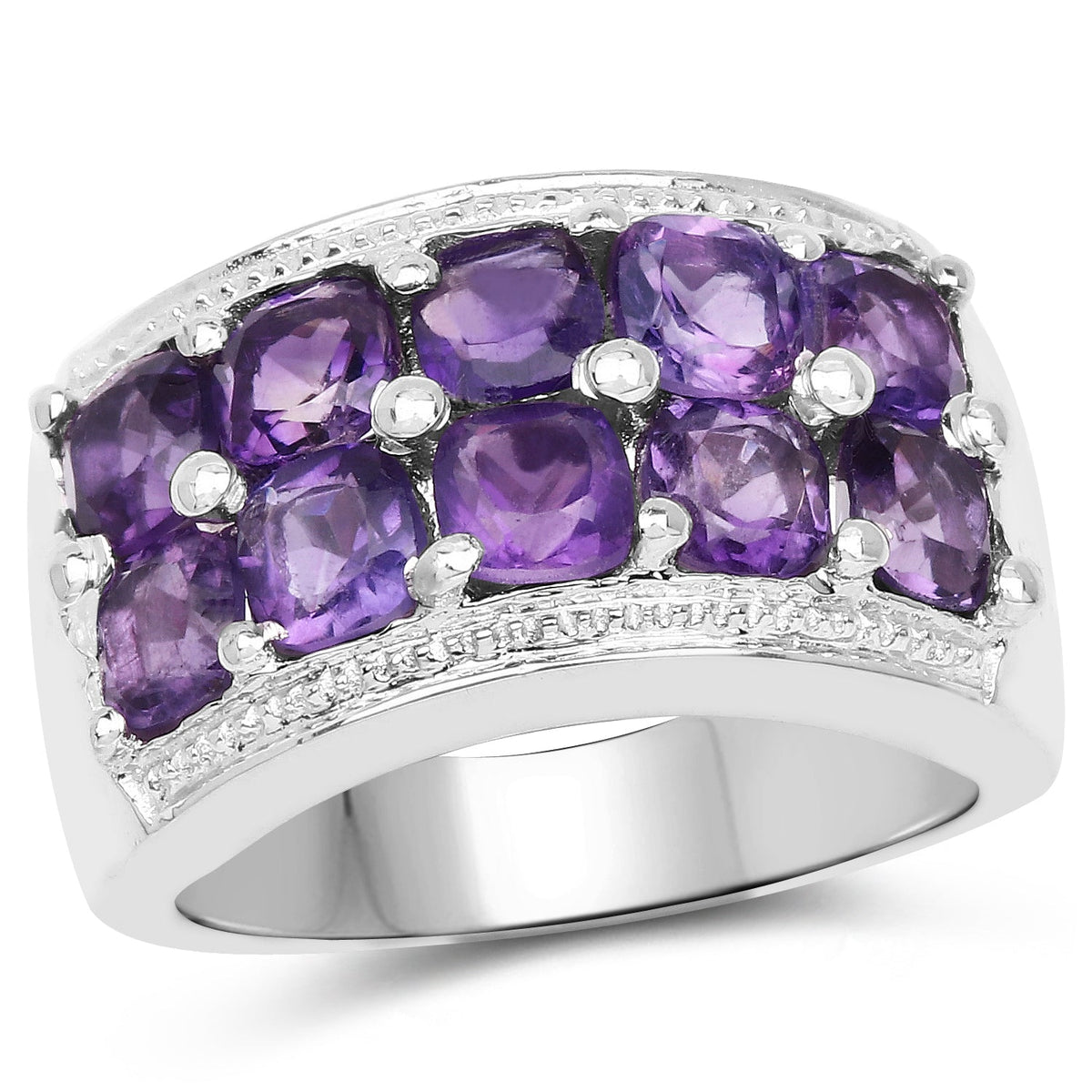 Anillo de plata de ley .925 con amatista genuina de 2.80 quilates