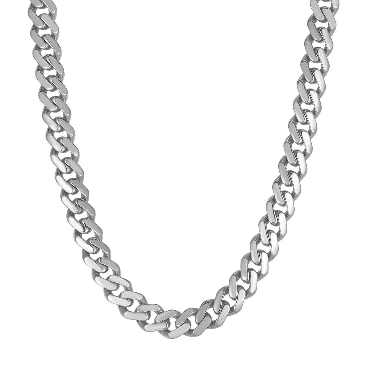 Cadena de Oro Blanco de 14k, 22 Pulgadas, Diseño Curb Pulido