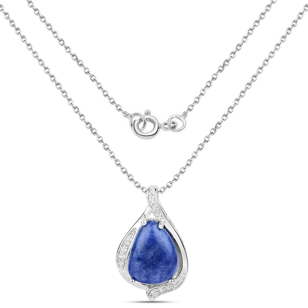 Colgante de plata esterlina .925 con aventurina azul genuina de 2.39 quilates y topacio blanco