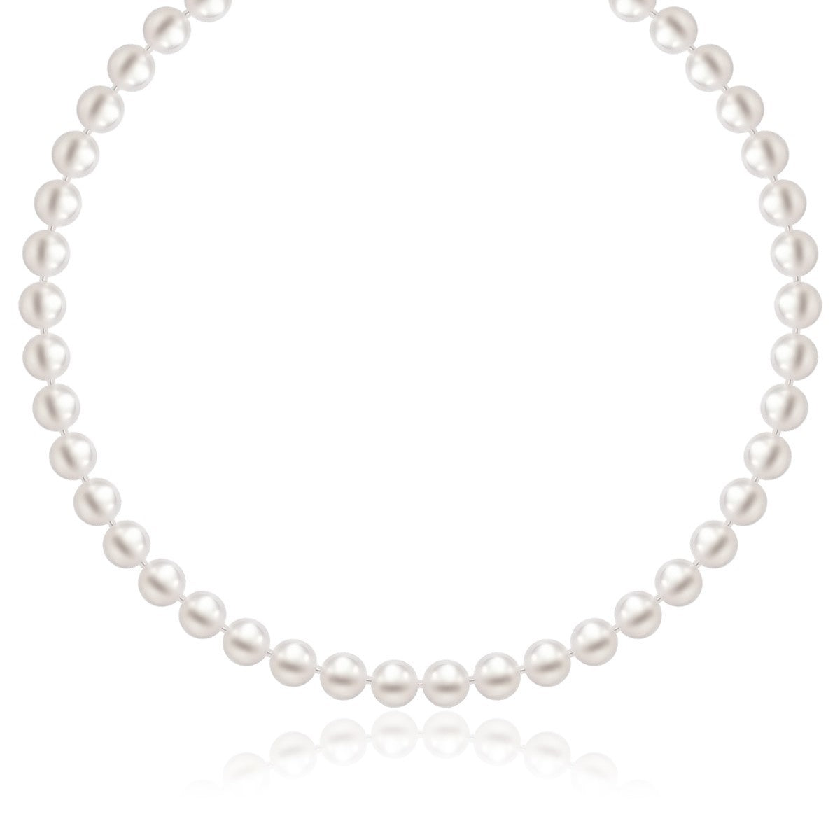 Collar de oro amarillo de 14k con perlas cultivadas de agua dulce blancas (6.0mm a 6.5mm)