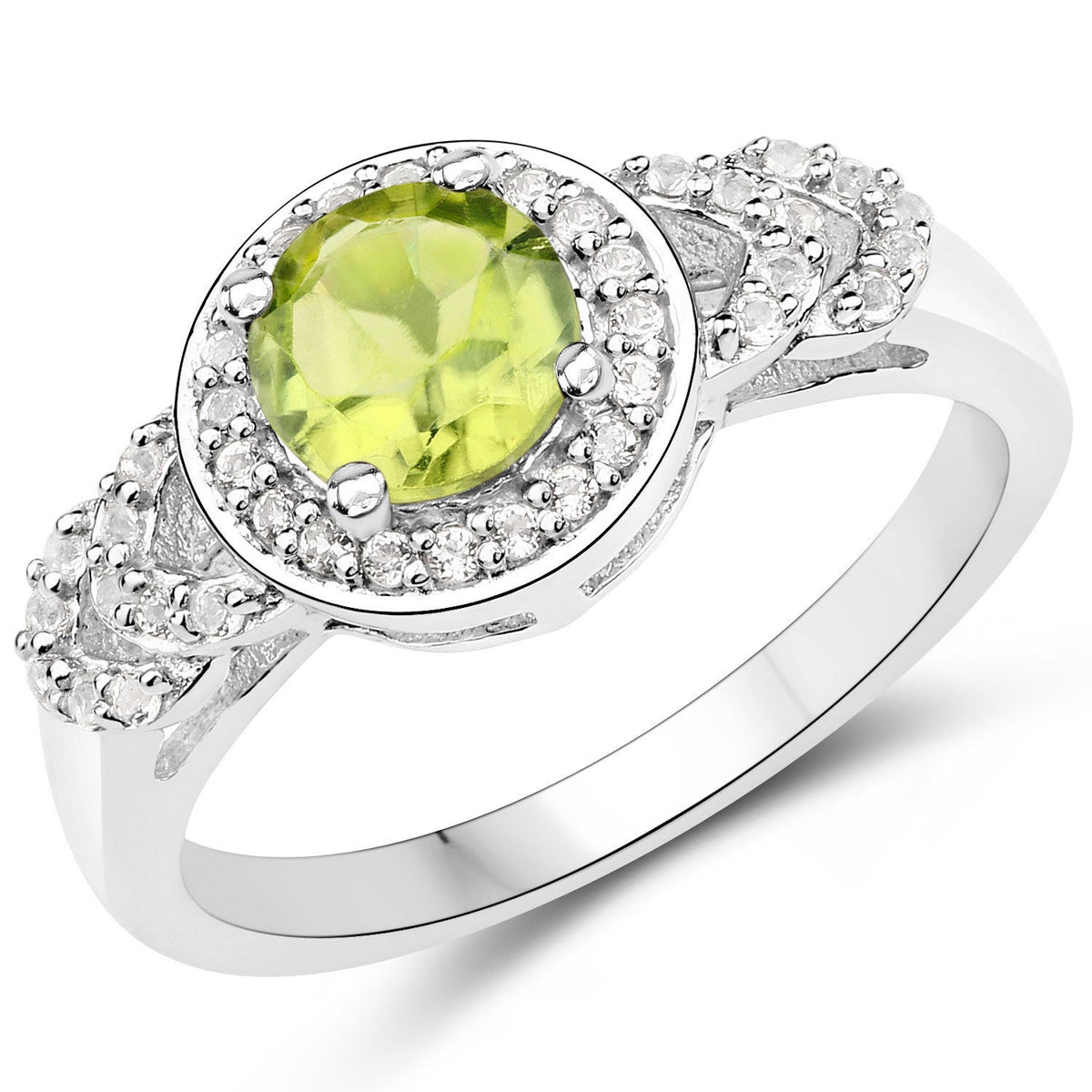 Juego de joyas de plata de ley .925 con peridoto auténtico de 2,68 quilates y topacio blanco