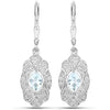 0.96 Carat Genuine Aquamarine and White Topaz .925 Sterling Silver Earrings
