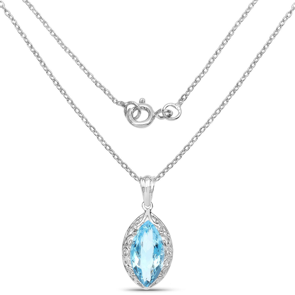 Colgante de plata de ley .925 con topacio azul suizo auténtico de 8.22 quilates