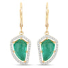 7.56 Carat Genuine Colombian Emerald and White Diamond 14K Yellow Gold Earrings