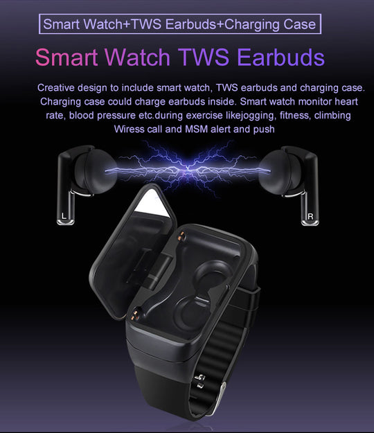 2-in-1 Wireless Bluetooth Headset Smart Watch - Waterproof with Storage Compartment