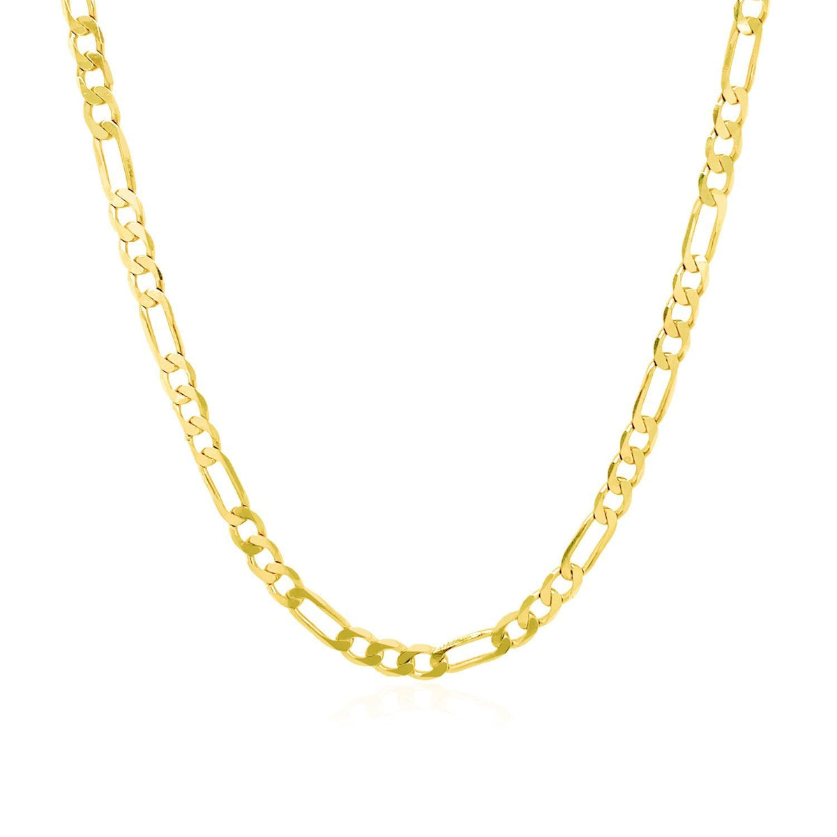 Cadena Figaro sólida de oro amarillo de 14k y 3,1mm