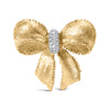Broche de lazo de oro amarillo de 18K y diamantes de 3/5 quilates (color G-H, claridad VS1-VS2)