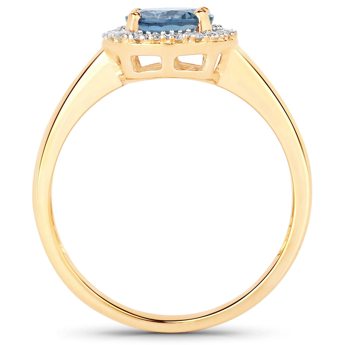 Anillo de oro amarillo de 14 quilates con zafiro azul auténtico de 1,03 quilates y diamante blanco - imagen 2 de 6
