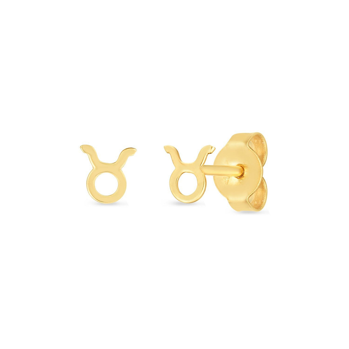 Pendientes de botón Tauro de oro amarillo de 14 quilates
