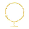 14k Yellow Gold 7 1/5 inch Alternating Oval and Round Chain Bracelet with Toggle