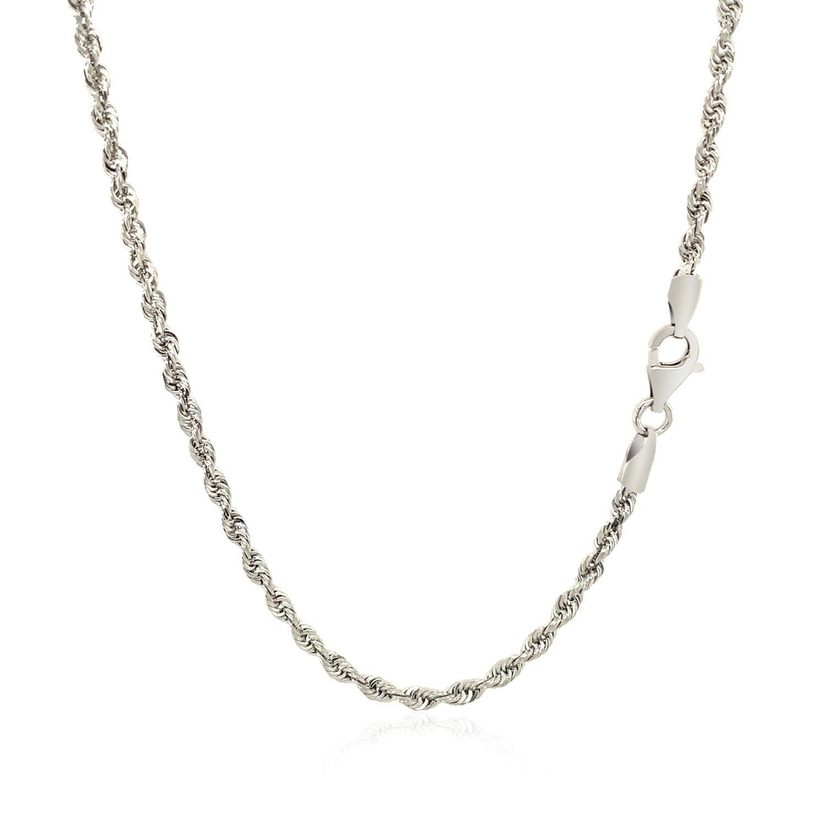 Cadena de oro blanco macizo de 14k, 2.5mm, corte diamante