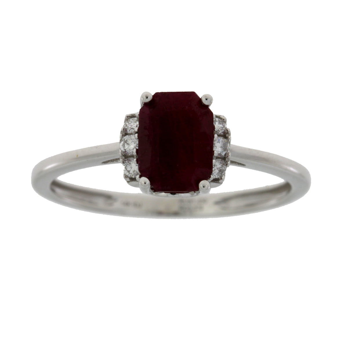 Genuine 1.38ct Ruby Diamond Ring 14KT White Gold