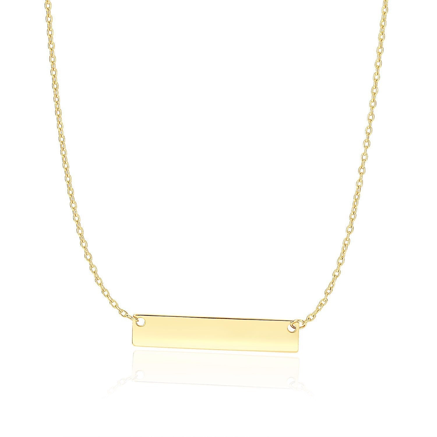 Gargantilla de oro amarillo de 14 quilates de barra horizontal plana y lisa