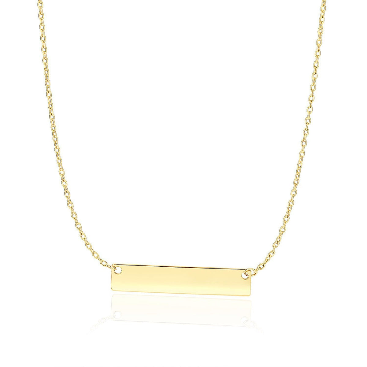Gargantilla de oro amarillo de 14 quilates de barra horizontal plana y lisa